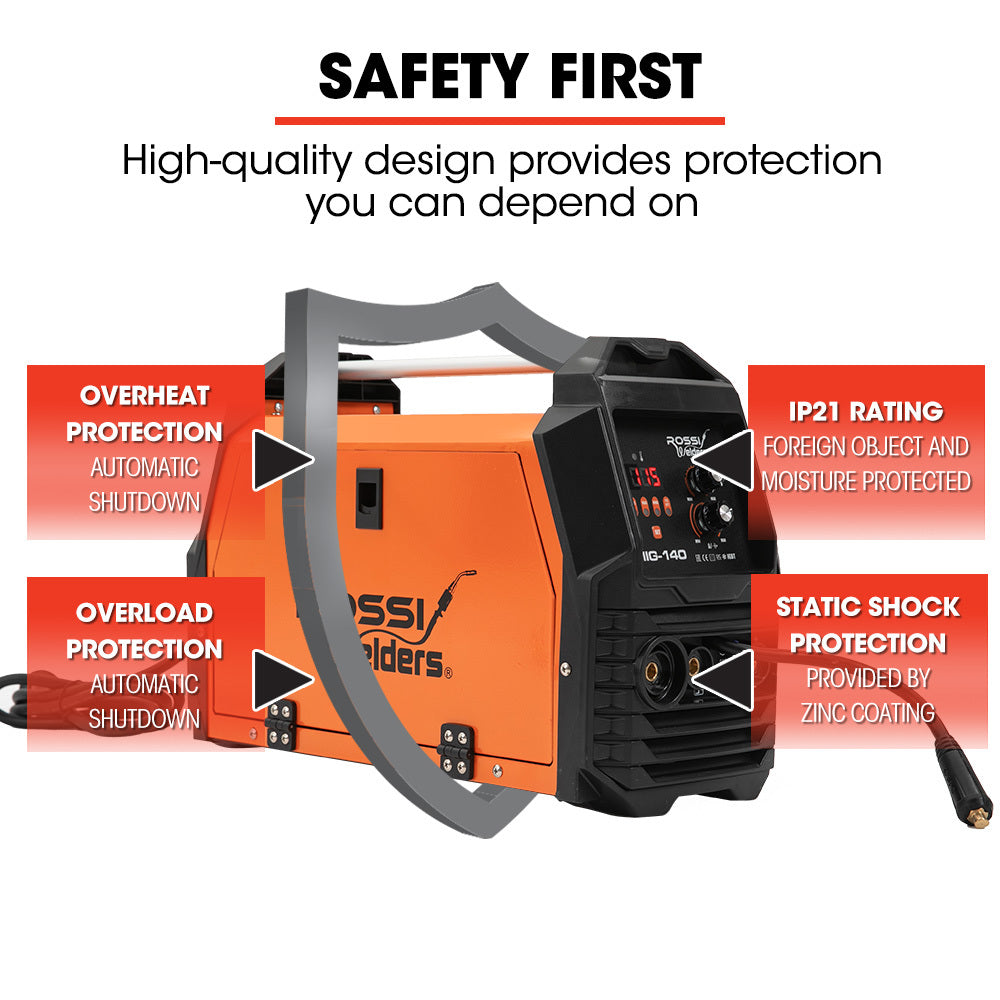 ROSSI 140A MIG/MAG/MMA/ARC/TIG Multi-Purpose Welder MIG-140, Flux/Solid Wire/CO2 Or Argon Gas V219-WDRMIGRO140A