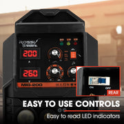 ROSSI 200A MIG/MAG/MMA/ARC/TIG Multi-Purpose Welder MIG-200, Flux/Solid Wire/CO2 Or Argon Gas V219-WDRMIGRO200A