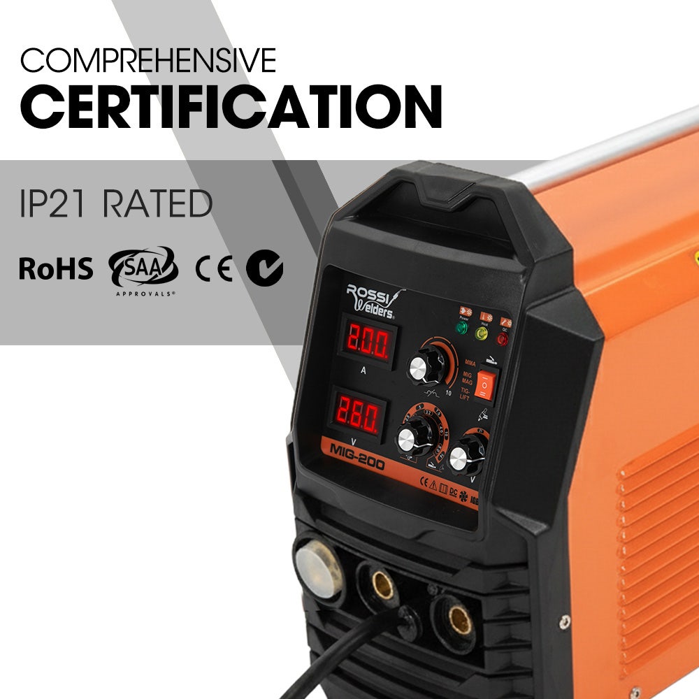 ROSSI 200A MIG/MAG/MMA/ARC/TIG Multi-Purpose Welder MIG-200, Flux/Solid Wire/CO2 Or Argon Gas V219-WDRMIGRO200A