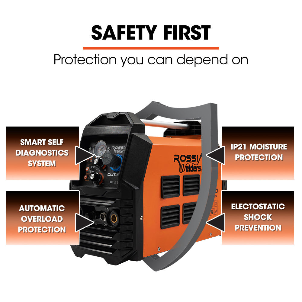 ROSSI 60A Plasma Cutter, Non-Touch Pilot ARC for Easy Cuts of Painted or Rusty Metals, DC Inverter Cutting V219-WDRPLMROC60A
