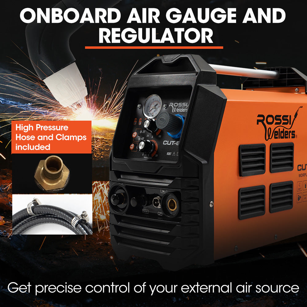 ROSSI 60A Plasma Cutter, Non-Touch Pilot ARC for Easy Cuts of Painted or Rusty Metals, DC Inverter Cutting V219-WDRPLMROC60A