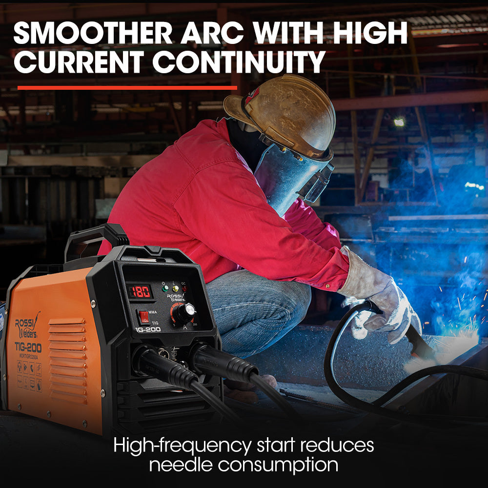 ROSSI NextGenTIG/MMA 200A Welder TIG-200, Ar Gas, HF Start, Regulator Included V219-WDRTIGRO200A