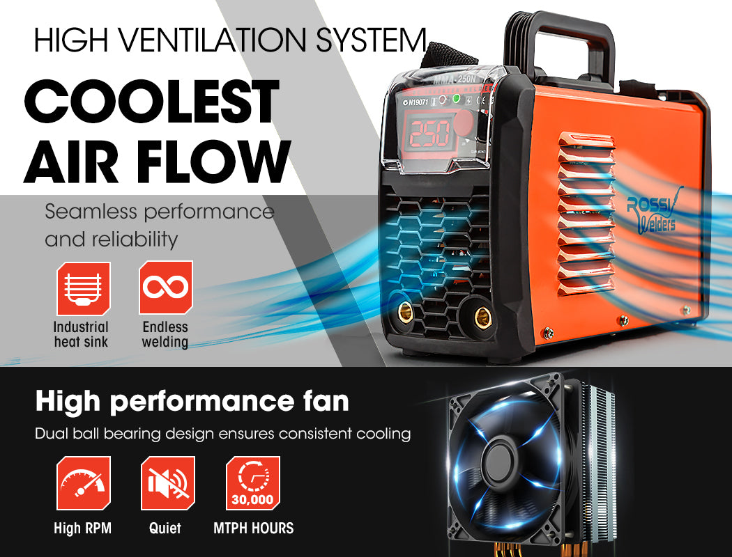 ROSSI 250 Amp Stick Welder, Portable Arc MMA Inverter Welding Machine, 15A Plug V219-WLDMMAROSB2C5