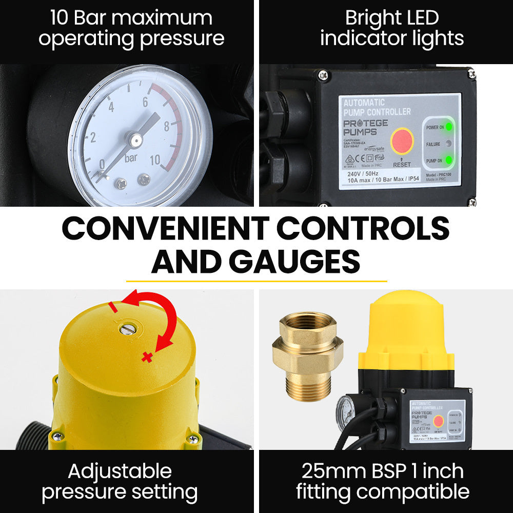 Protege Multi-stage Water Hi-pressure Pump with Auto-controller Home Garden Irrigation 4-Stage Electric V219-WTPMTSPT4CNA