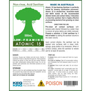 Atomic 15 - Low Foaming Sanitiser 500ml V225-9009