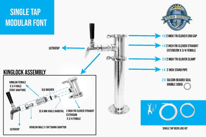 Beer Font Tower - Single Tap Modular Beer Font with Tap V225-MFP001