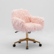 Fluffy Office Chair Faux Fur Modern Swivel Desk Chair for Women And Girls-Pink V226-SW1005PK