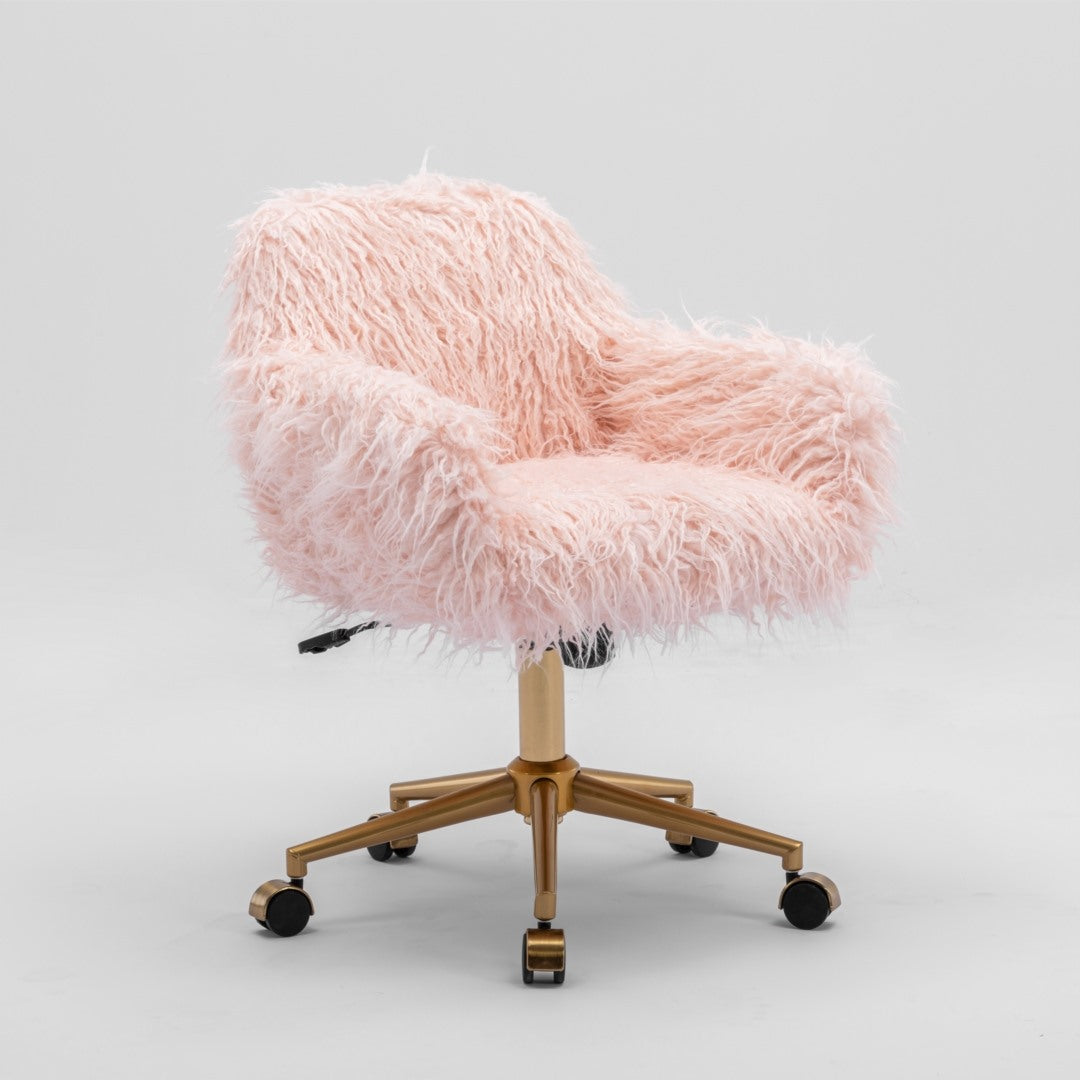 Fluffy Office Chair Faux Fur Modern Swivel Desk Chair for Women And Girls-Pink V226-SW1005PK
