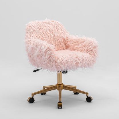 Fluffy Office Chair Faux Fur Modern Swivel Desk Chair for Women And Girls-Pink V226-SW1005PK