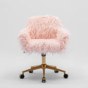 Fluffy Office Chair Faux Fur Modern Swivel Desk Chair for Women And Girls-Pink V226-SW1005PK