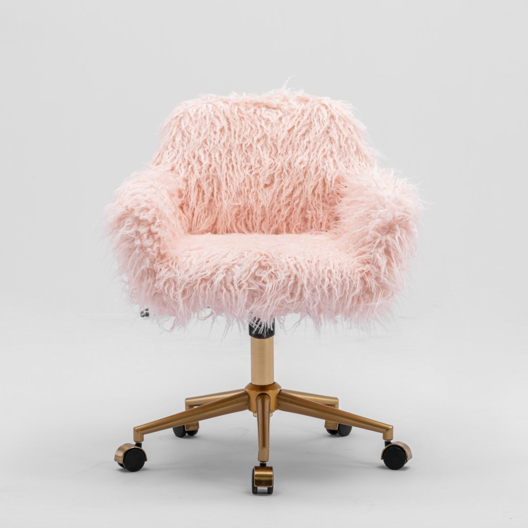 Fluffy Office Chair Faux Fur Modern Swivel Desk Chair for Women And Girls-Pink V226-SW1005PK