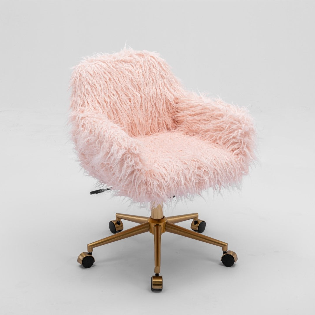 Fluffy Office Chair Faux Fur Modern Swivel Desk Chair for Women And Girls-Pink V226-SW1005PK