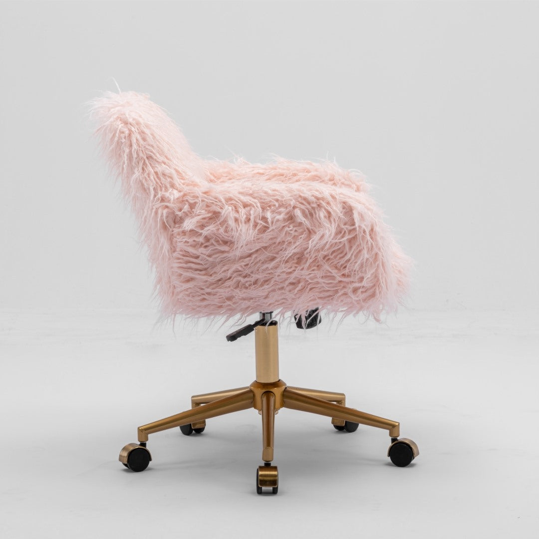 Fluffy Office Chair Faux Fur Modern Swivel Desk Chair for Women And Girls-Pink V226-SW1005PK