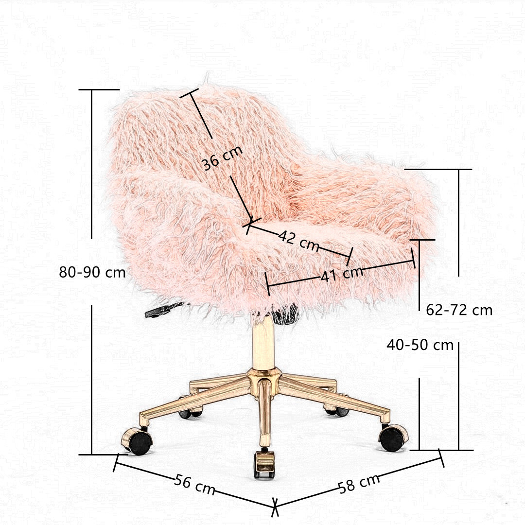 Fluffy Office Chair Faux Fur Modern Swivel Desk Chair for Women And Girls-Pink V226-SW1005PK