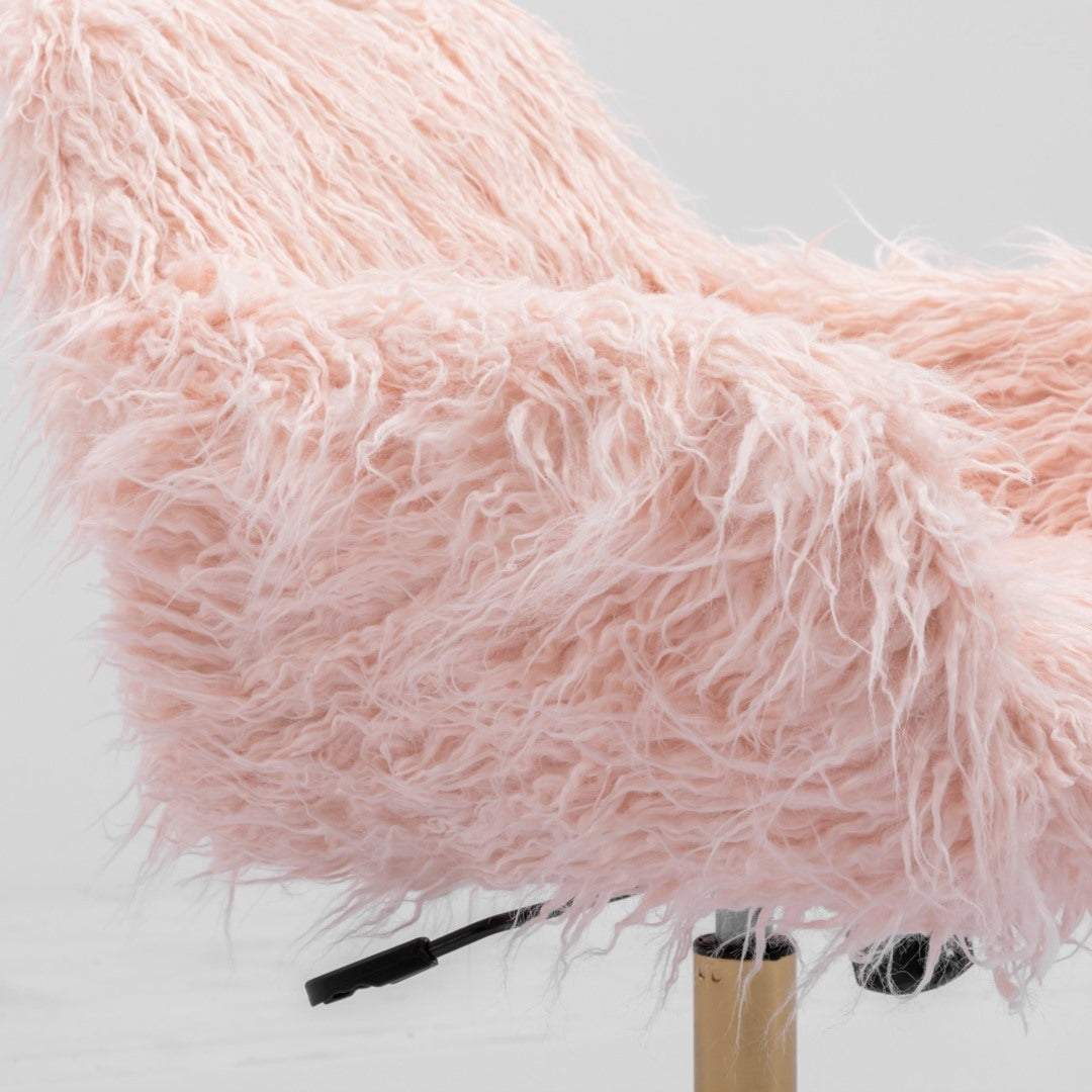 Fluffy Office Chair Faux Fur Modern Swivel Desk Chair for Women And Girls-Pink V226-SW1005PK