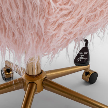 Fluffy Office Chair Faux Fur Modern Swivel Desk Chair for Women And Girls-Pink V226-SW1005PK