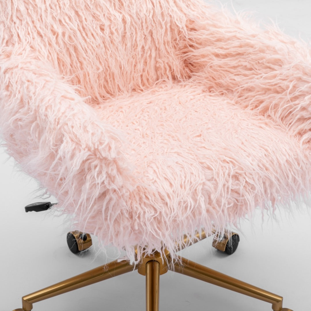 Fluffy Office Chair Faux Fur Modern Swivel Desk Chair for Women And Girls-Pink V226-SW1005PK