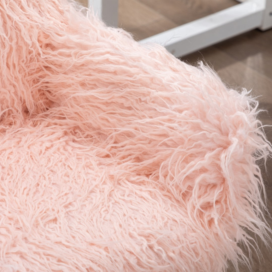 Fluffy Office Chair Faux Fur Modern Swivel Desk Chair for Women And Girls-Pink V226-SW1005PK