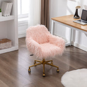 Fluffy Office Chair Faux Fur Modern Swivel Desk Chair for Women And Girls-Pink V226-SW1005PK