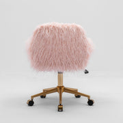 Fluffy Office Chair Faux Fur Modern Swivel Desk Chair for Women And Girls-Pink V226-SW1005PK