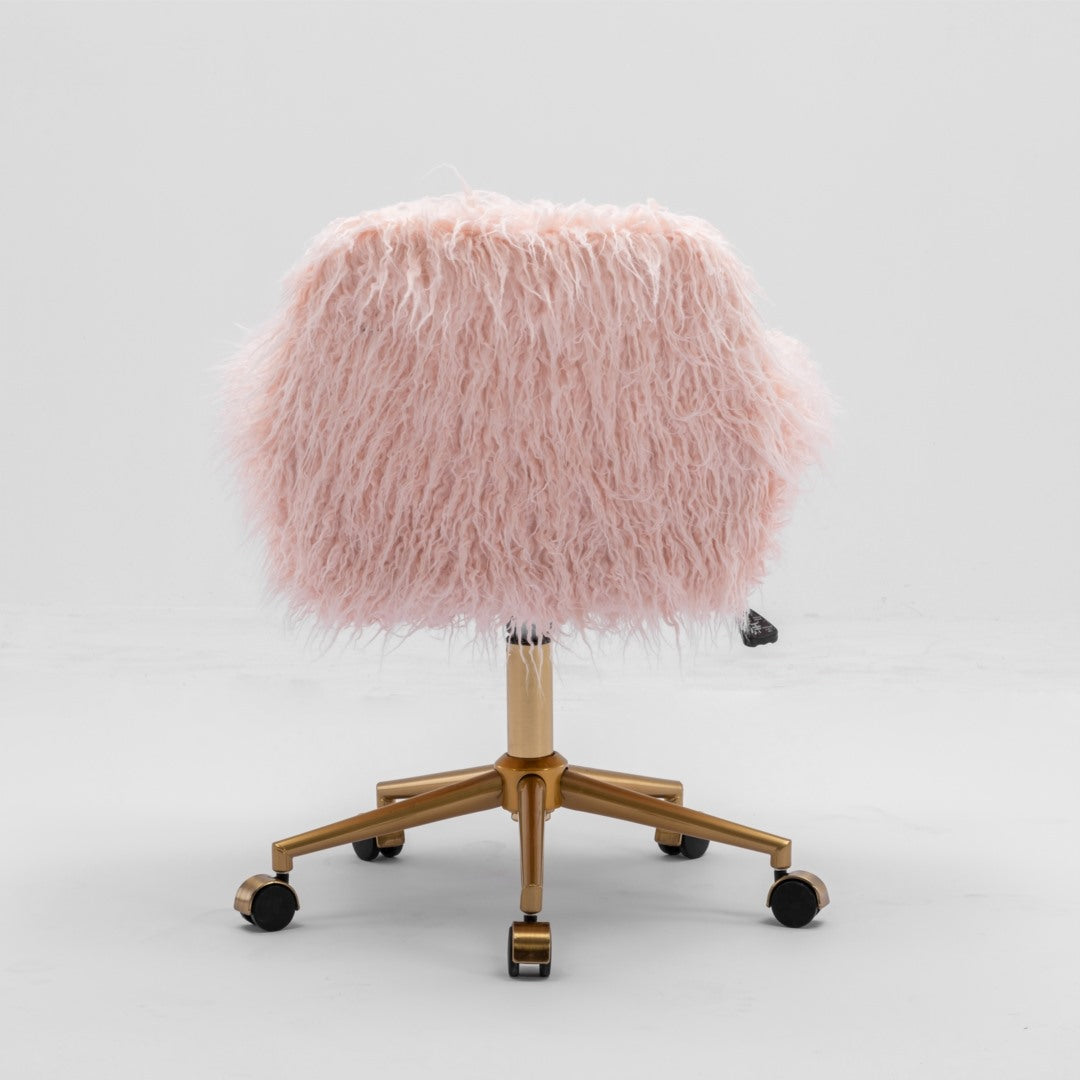 Fluffy Office Chair Faux Fur Modern Swivel Desk Chair for Women And Girls-Pink V226-SW1005PK