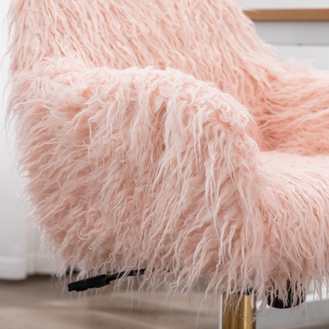 Fluffy Office Chair Faux Fur Modern Swivel Desk Chair for Women And Girls-Pink V226-SW1005PK