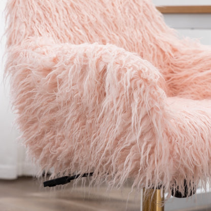 Fluffy Office Chair Faux Fur Modern Swivel Desk Chair for Women And Girls-Pink V226-SW1005PK