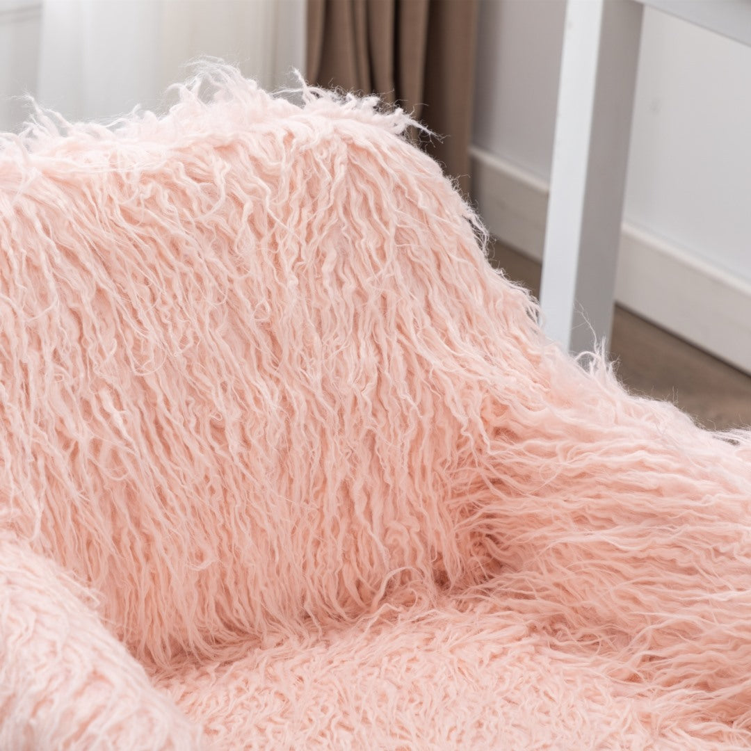 Fluffy Office Chair Faux Fur Modern Swivel Desk Chair for Women And Girls-Pink V226-SW1005PK