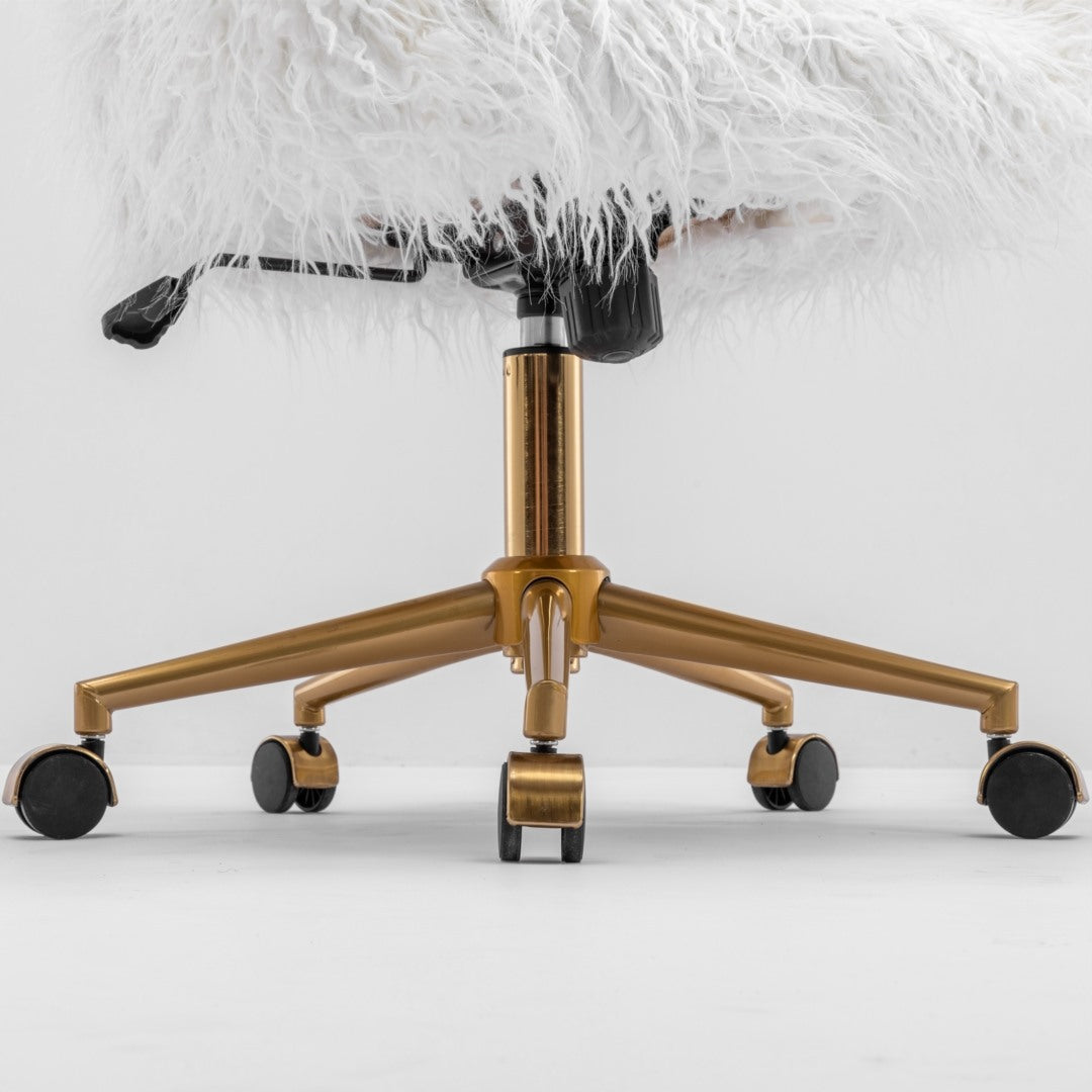 Fluffy Office Chair Faux Fur Modern Swivel Desk Chair for Women And Girls-White V226-SW1005WT
