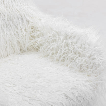 Fluffy Office Chair Faux Fur Modern Swivel Desk Chair for Women And Girls-White V226-SW1005WT