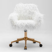Fluffy Office Chair Faux Fur Modern Swivel Desk Chair for Women And Girls-White V226-SW1005WT