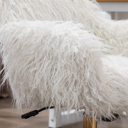 Fluffy Office Chair Faux Fur Modern Swivel Desk Chair for Women And Girls-White V226-SW1005WT
