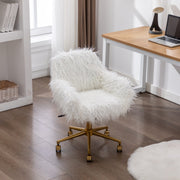 Fluffy Office Chair Faux Fur Modern Swivel Desk Chair for Women And Girls-White V226-SW1005WT