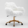 Fluffy Office Chair Faux Fur Modern Swivel Desk Chair for Women And Girls-White V226-SW1005WT