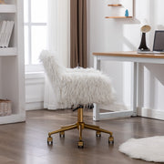 Fluffy Office Chair Faux Fur Modern Swivel Desk Chair for Women And Girls-White V226-SW1005WT