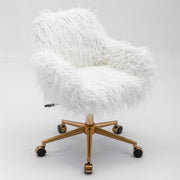 Fluffy Office Chair Faux Fur Modern Swivel Desk Chair for Women And Girls-White V226-SW1005WT