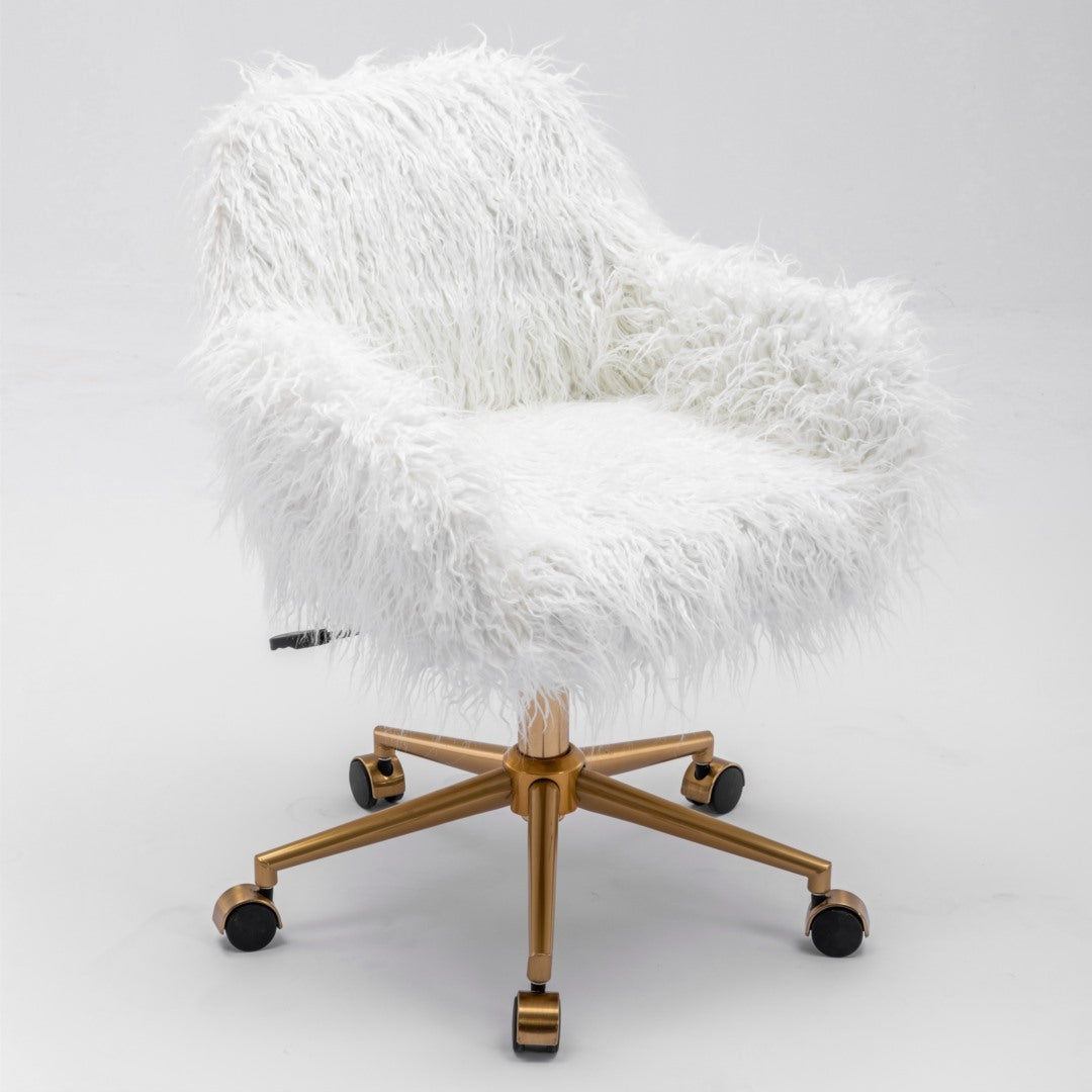Fluffy Office Chair Faux Fur Modern Swivel Desk Chair for Women And Girls-White V226-SW1005WT