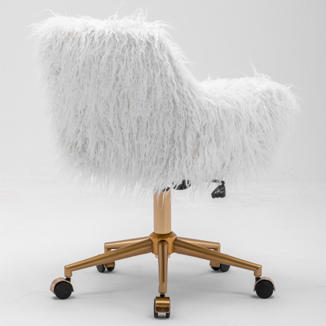 Fluffy Office Chair Faux Fur Modern Swivel Desk Chair for Women And Girls-White V226-SW1005WT