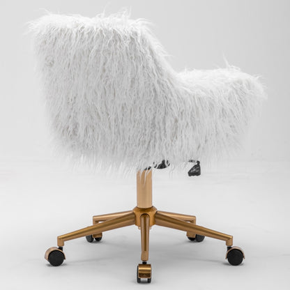 Fluffy Office Chair Faux Fur Modern Swivel Desk Chair for Women And Girls-White V226-SW1005WT