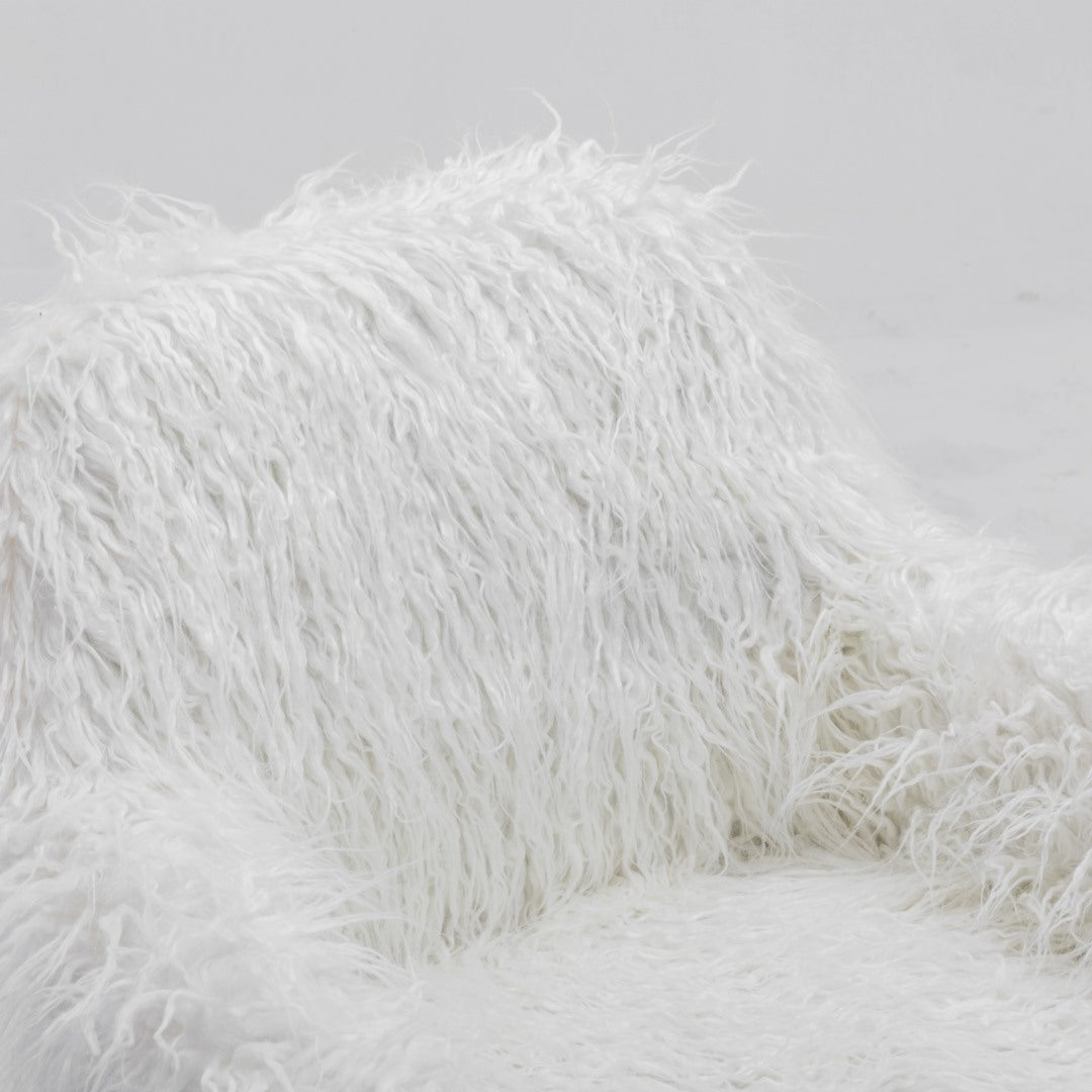 Fluffy Office Chair Faux Fur Modern Swivel Desk Chair for Women And Girls-White V226-SW1005WT