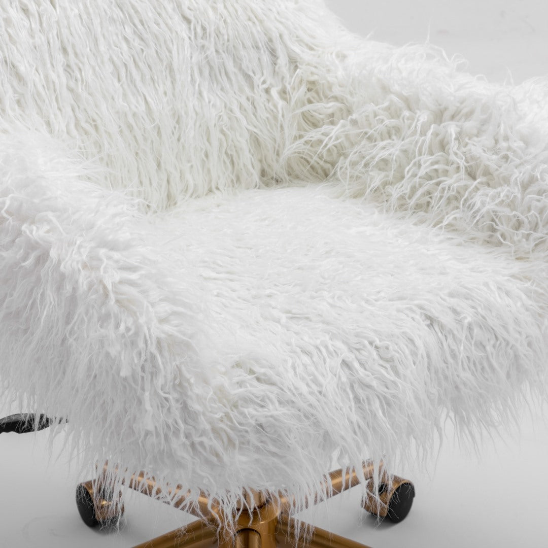 Fluffy Office Chair Faux Fur Modern Swivel Desk Chair for Women And Girls-White V226-SW1005WT