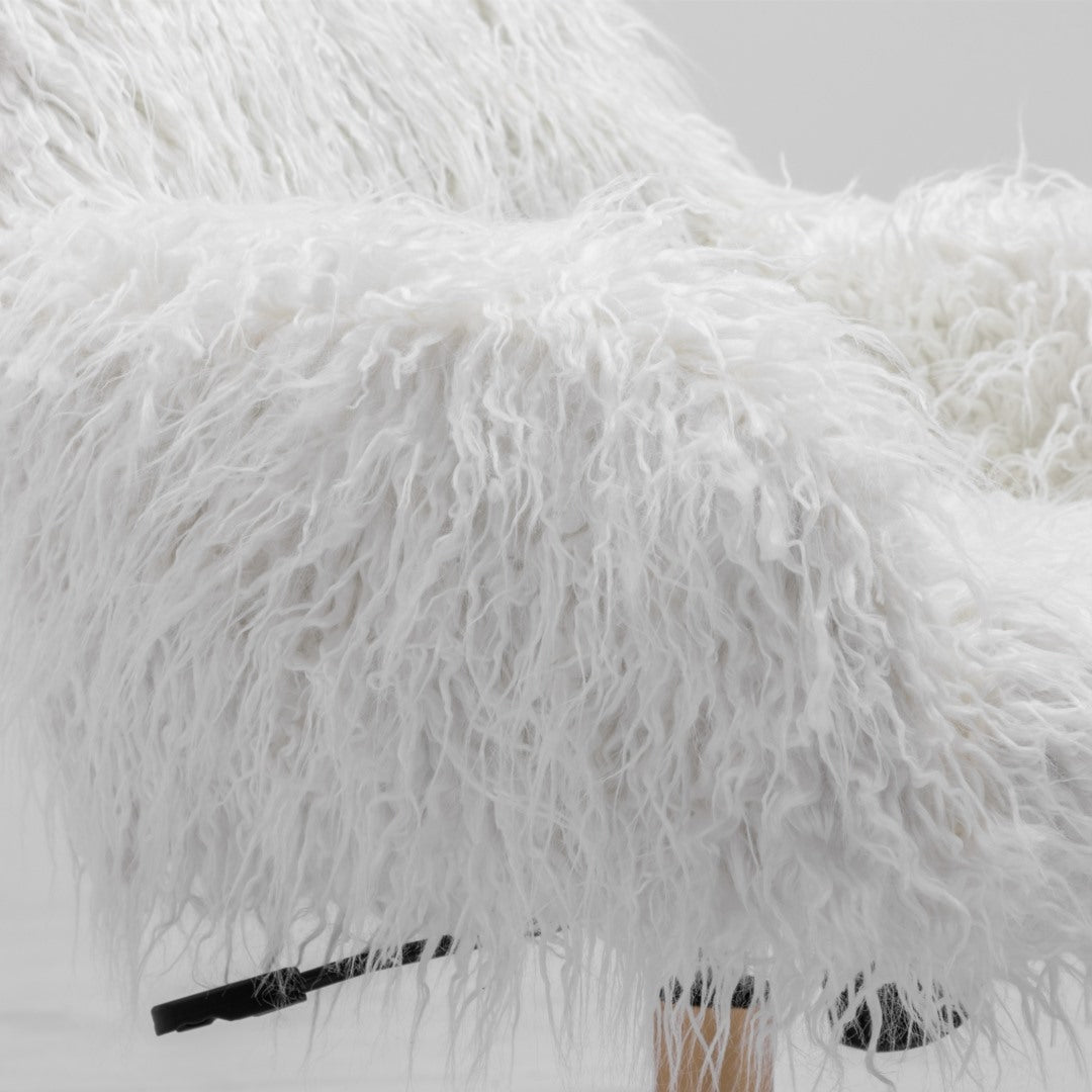 Fluffy Office Chair Faux Fur Modern Swivel Desk Chair for Women And Girls-White V226-SW1005WT