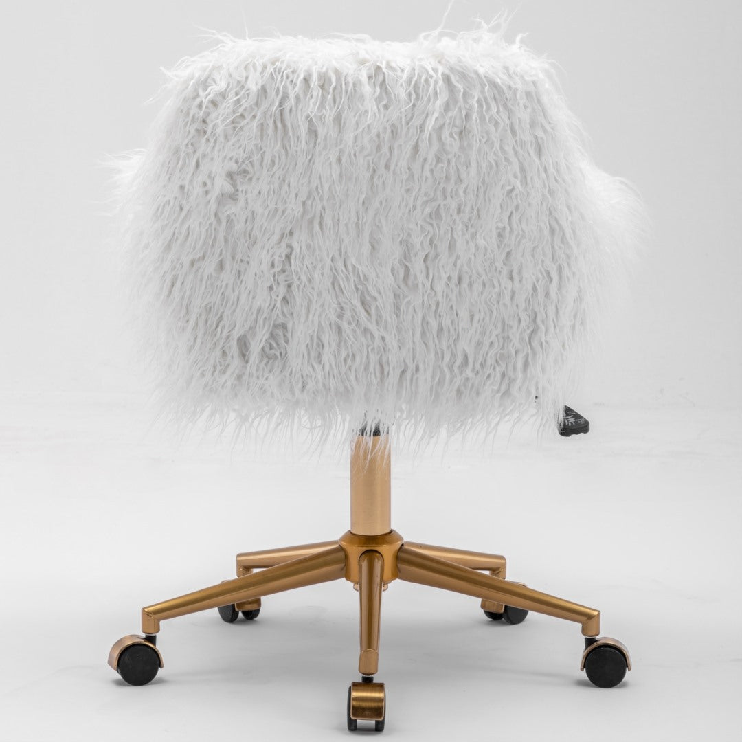 Fluffy Office Chair Faux Fur Modern Swivel Desk Chair for Women And Girls-White V226-SW1005WT