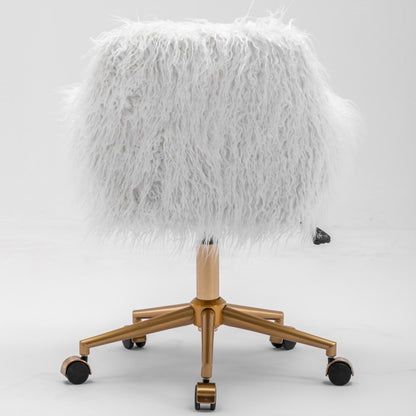 Fluffy Office Chair Faux Fur Modern Swivel Desk Chair for Women And Girls-White V226-SW1005WT
