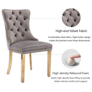 AADEN 4x Velvet Dining Chairs with Golden Metal Legs-Grey V226-SW1501GY-2