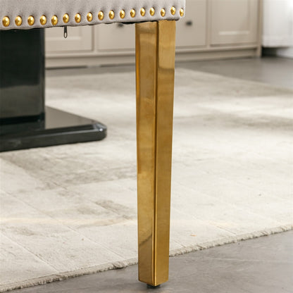 AADEN 4x Velvet Dining Chairs with Golden Metal Legs-Grey V226-SW1501GY-2
