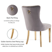 AADEN 6x Velvet Dining Chairs with Golden Metal Legs-Grey V226-SW1501GY-3