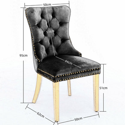 AADEN 6x Velvet Dining Chairs with Golden Metal Legs-Grey V226-SW1501GY-3