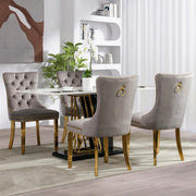 AADEN 6x Velvet Dining Chairs with Golden Metal Legs-Grey V226-SW1501GY-3