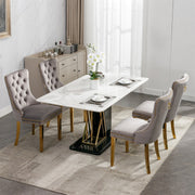 AADEN 6x Velvet Dining Chairs with Golden Metal Legs-Grey V226-SW1501GY-3